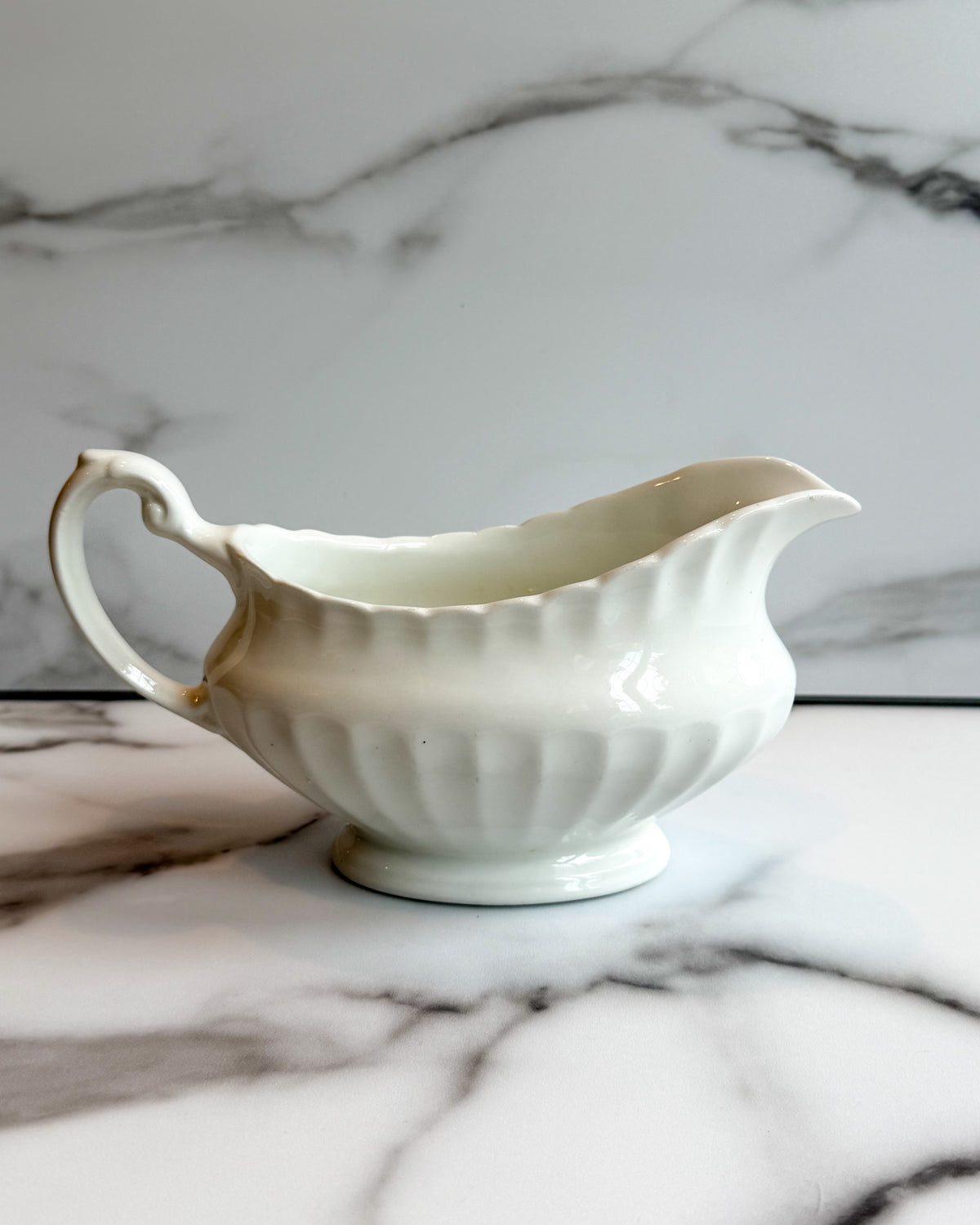 Vintage J&G Meakin Classic White Gravy Boat Made in England