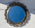 Vintage Silverplate Vanity Tray with Mirrored Center Ornate Rococo Scroll Edge