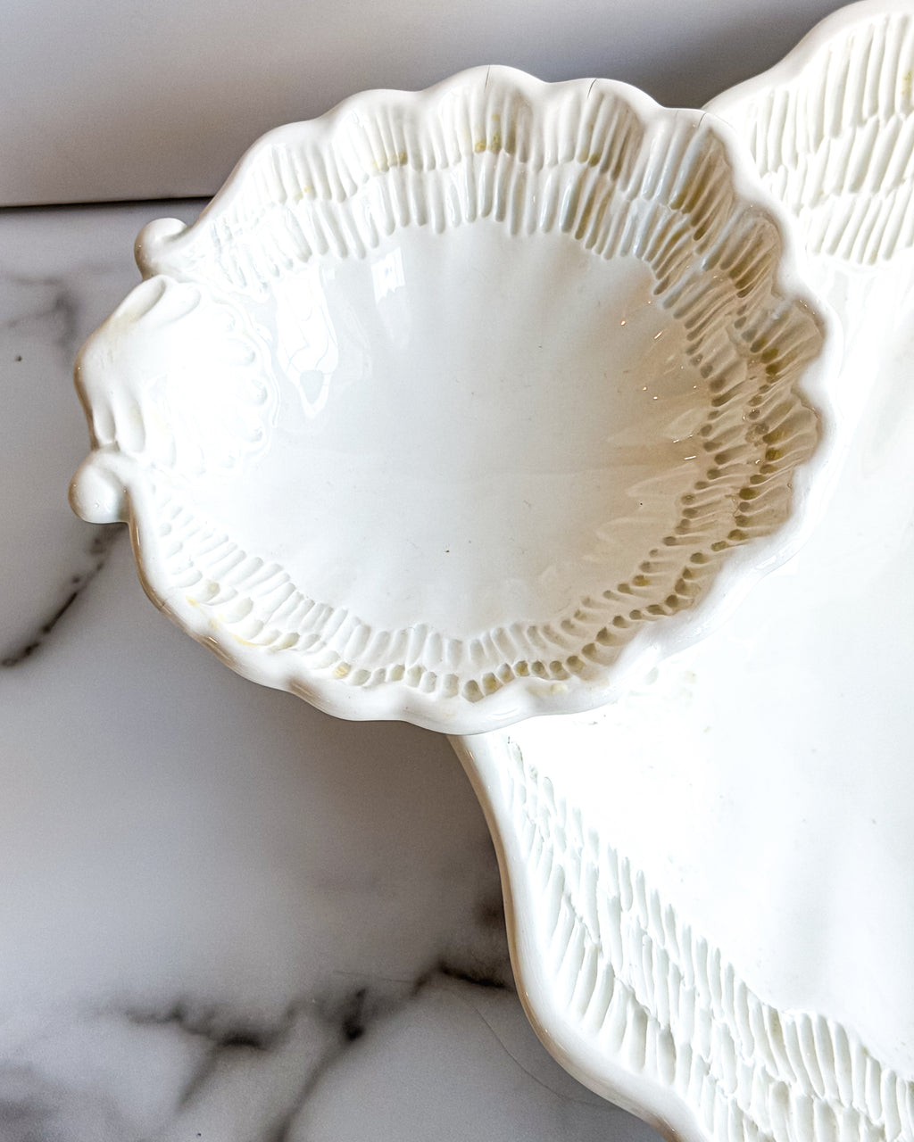 Vintage Italian Ceramic Shell Chip & Dip Serving Dish Serveware Made in Italy