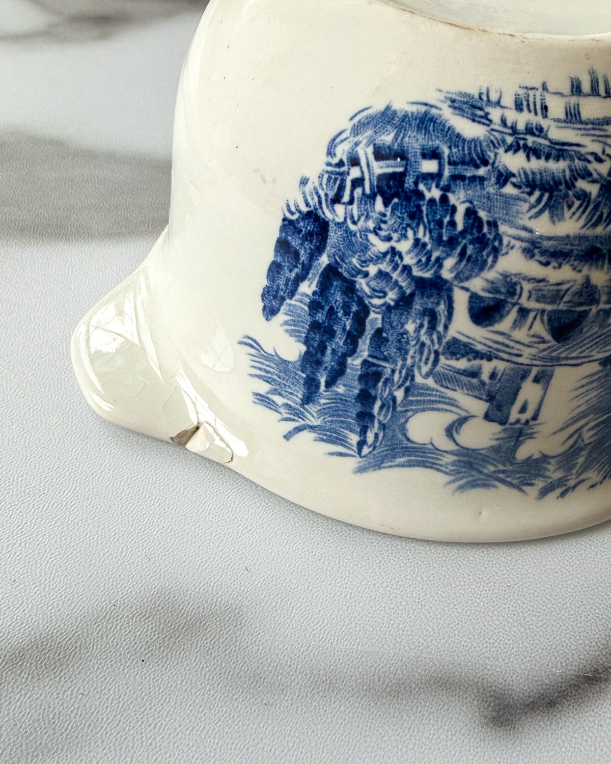 Vintage Enoch Wedgwood Countryside Blue & White Mini Pitcher & Bowl Set Made in England