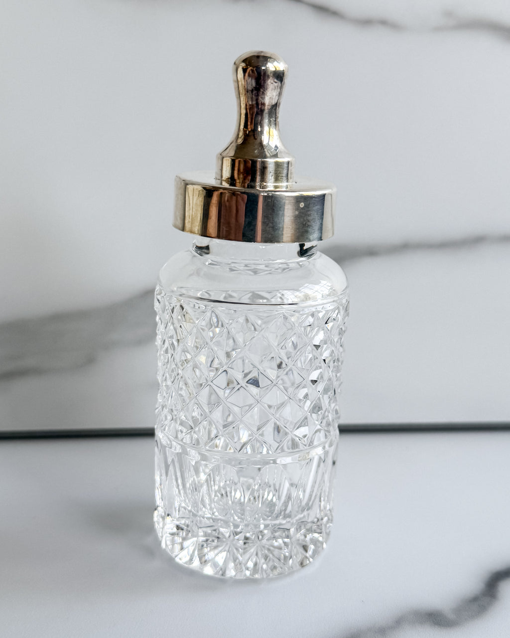 Vintage Cut Crystal & Silver-Tone Baby Bottle with Stopper