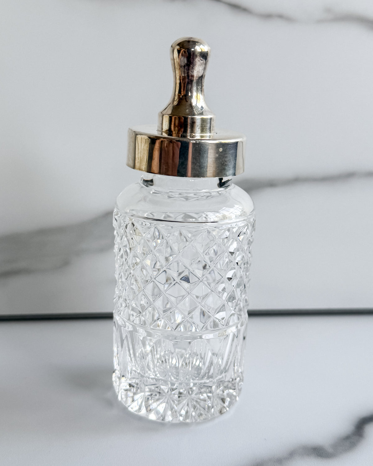 Vintage Cut Crystal & Silver-Tone Baby Bottle with Stopper