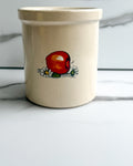 Vintage R.R.P. Co. Roseville Ohio Stoneware Crock Apple & Daisy Kitchen Utensil Holder