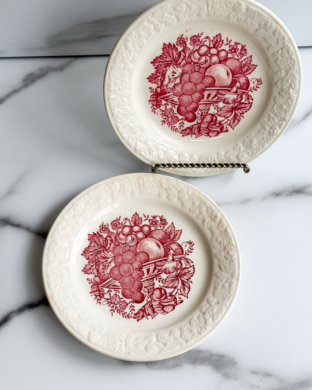 Vintage Homer Laughlin Harvest Red Transferware Plates Set of 2 USA
