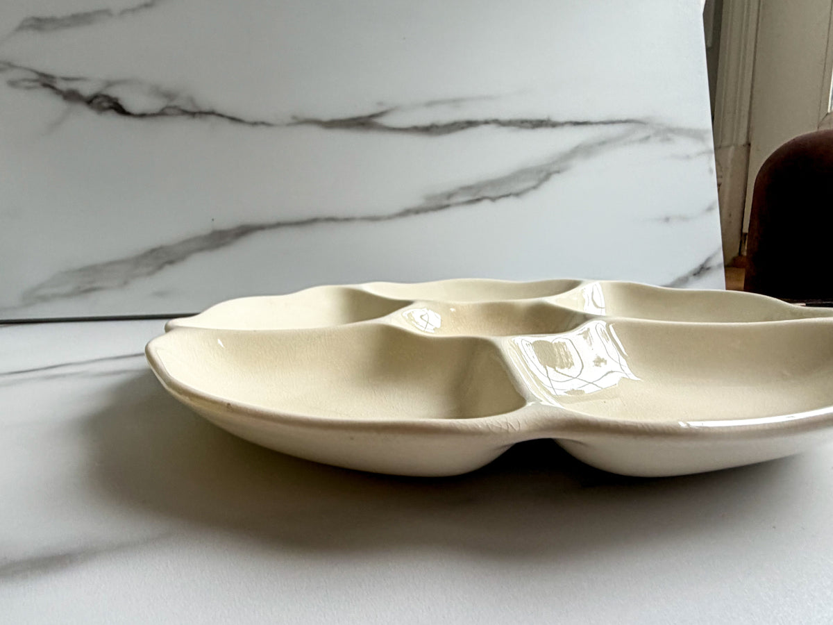 Vintage Spode Porcelain scalloped Serving Platter Ivory 6 Section Relish Tray