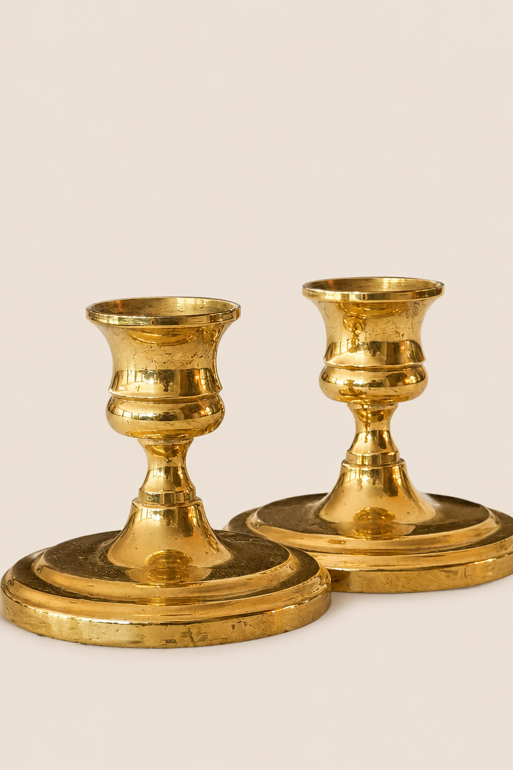 Vintage Brass Candlestick Holders Pair