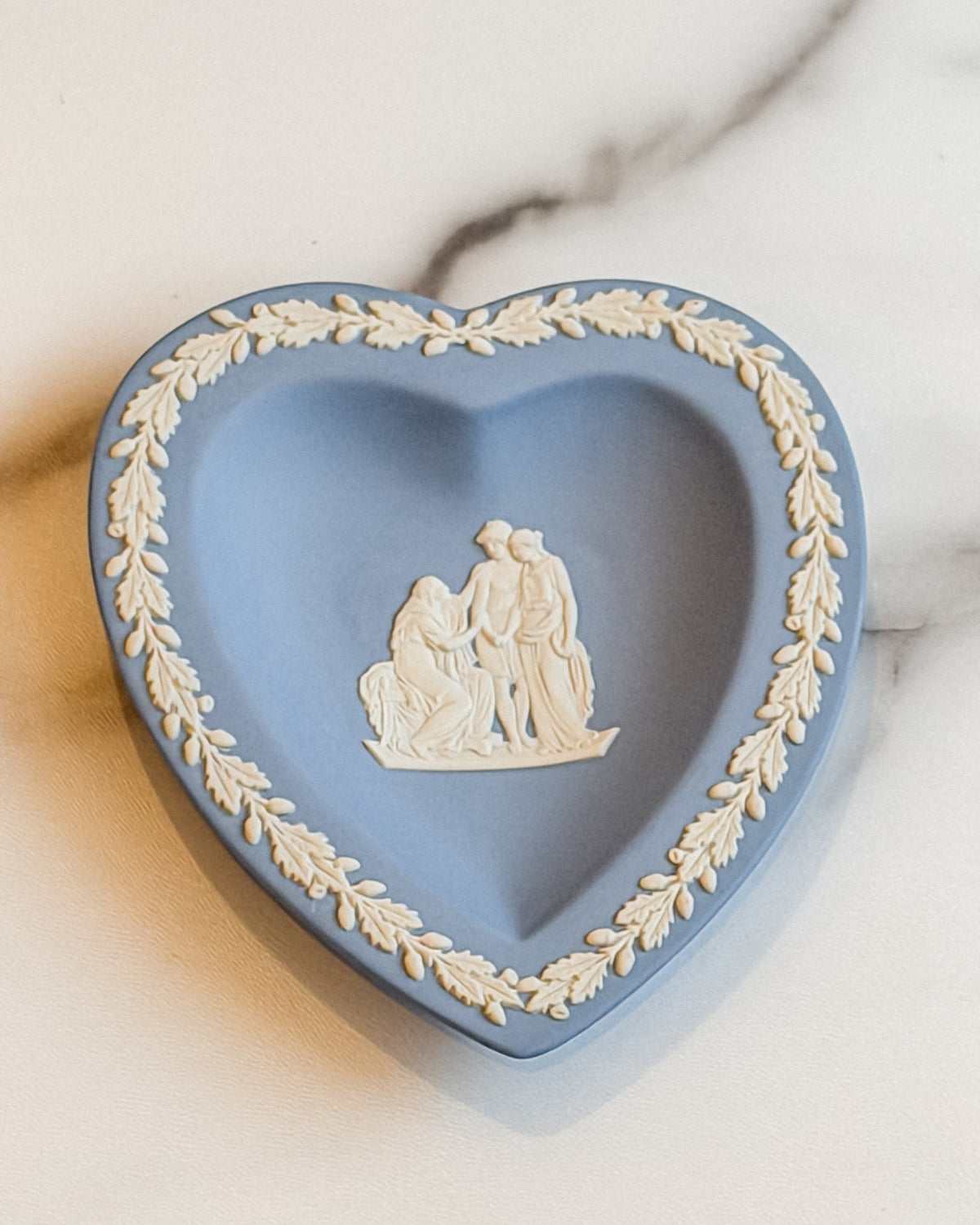 Vintage Wedgwood Blue Jasperware Heart Trinket Dish Classical Lovers Made in England