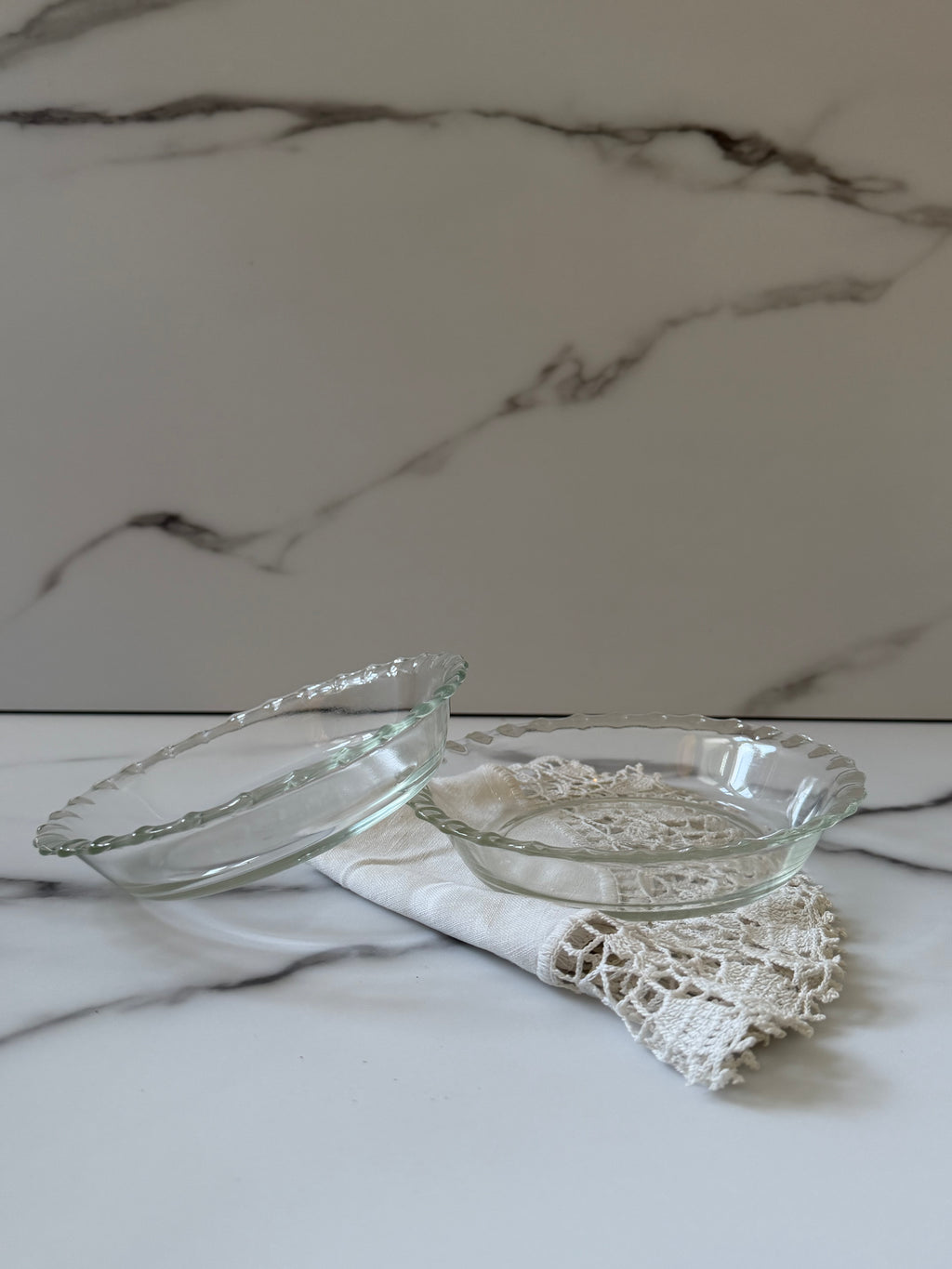 Pair of Vintage Pyrex 206 Individual Mini Pie Plates | Clear Fluted Glass Tart Dishes