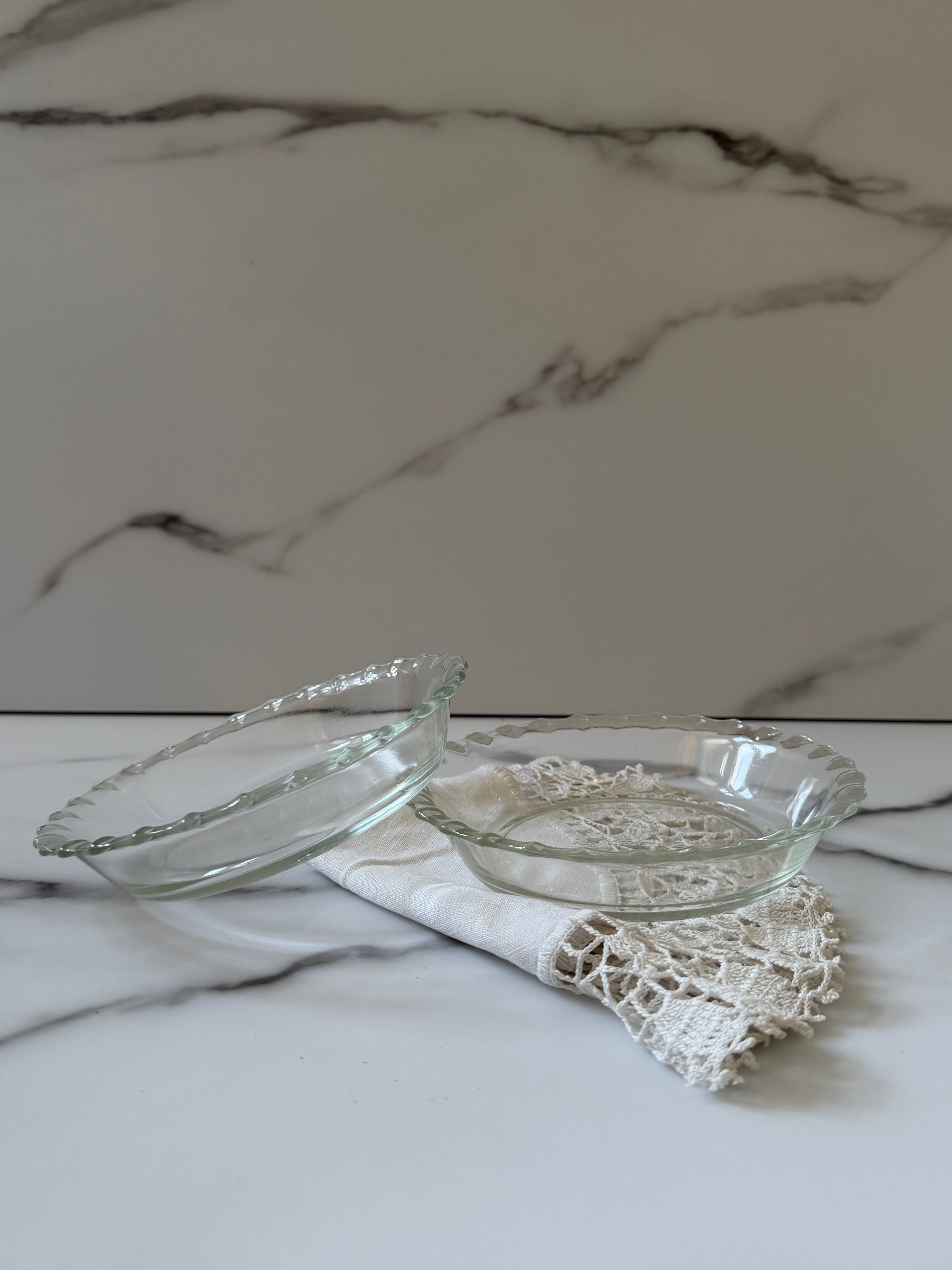Pair of Vintage Pyrex 206 Individual Mini Pie Plates | Clear Fluted Glass Tart Dishes