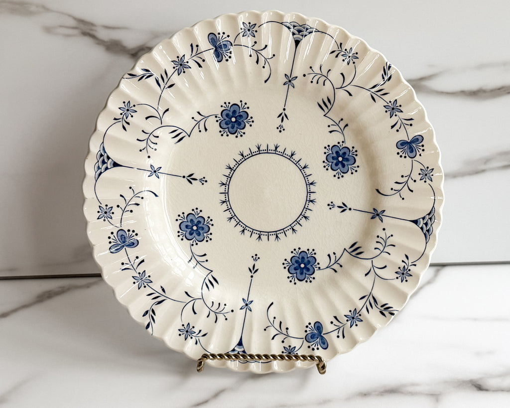 Vintage J&G Meakin Scandia Blue Floral Hand-Engraved English Ironstone Plate
