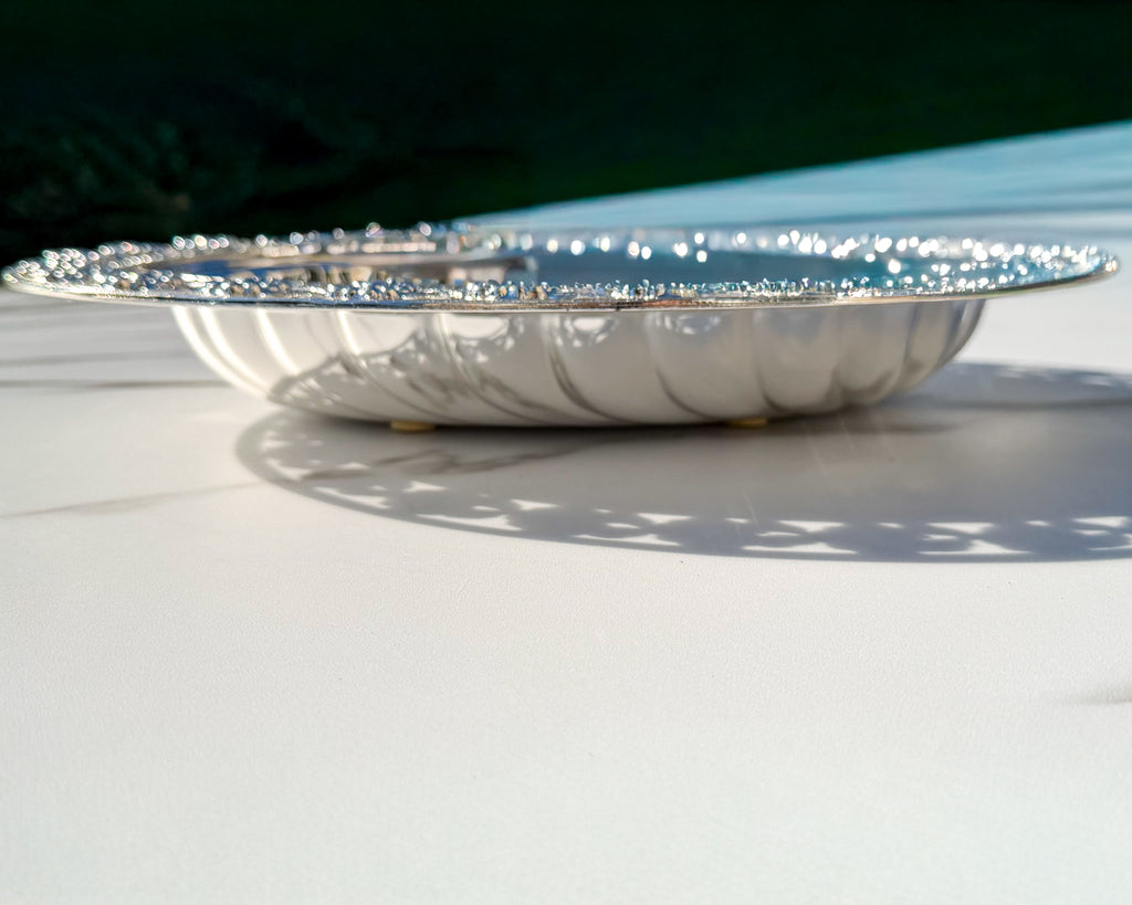 Vintage Fautis Italy Silver-Plated Floral Serving Tray