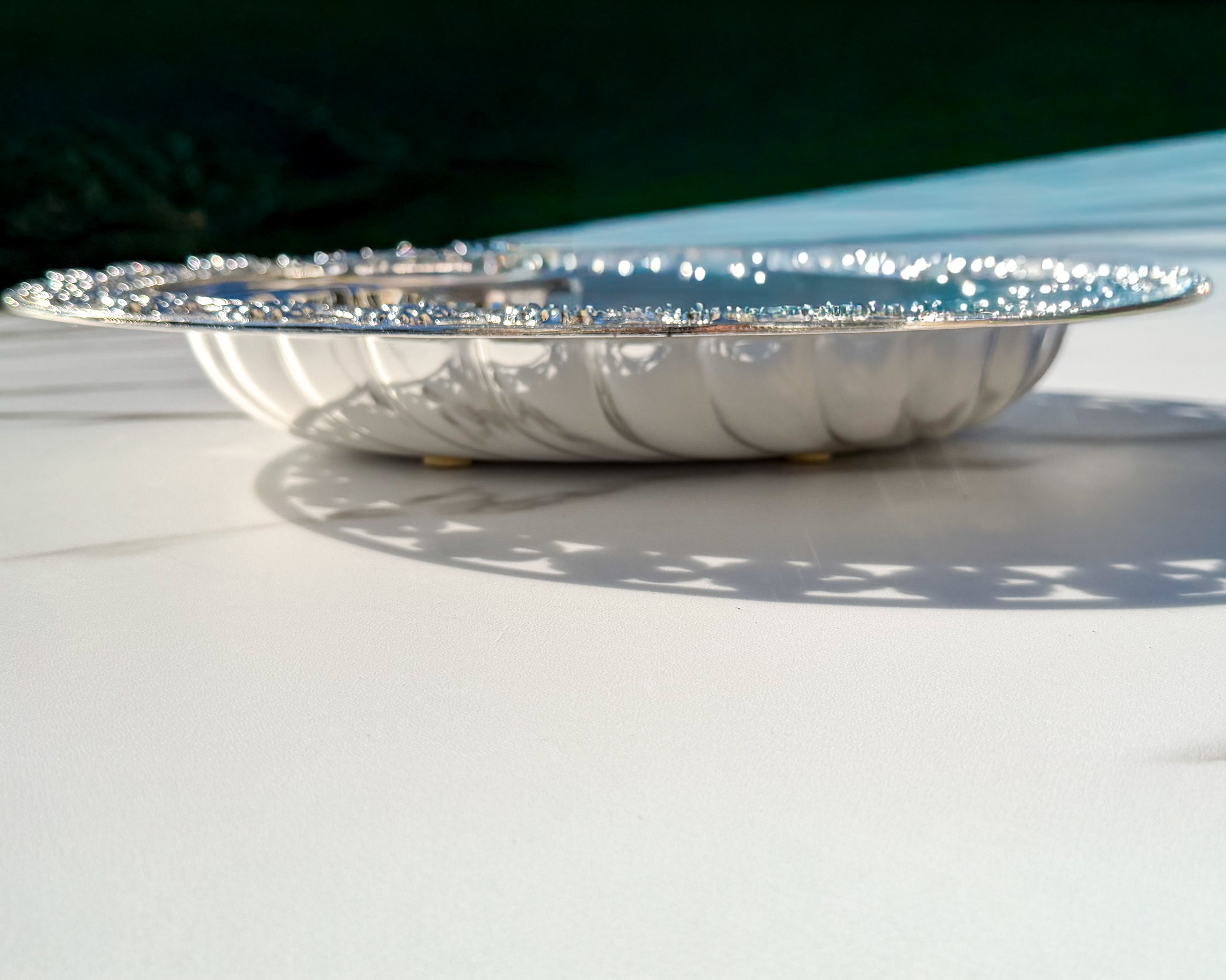 Vintage Fautis Italy Silver-Plated Floral Serving Tray