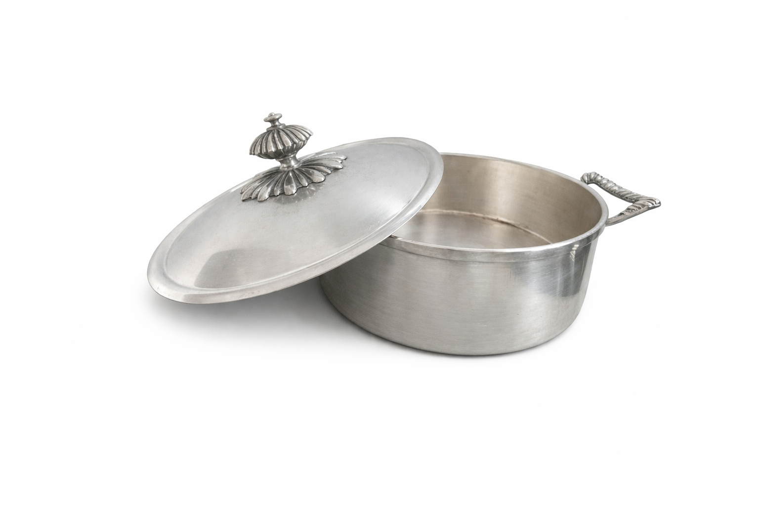 Vintage Silver Pot with Fluted Finial Lid