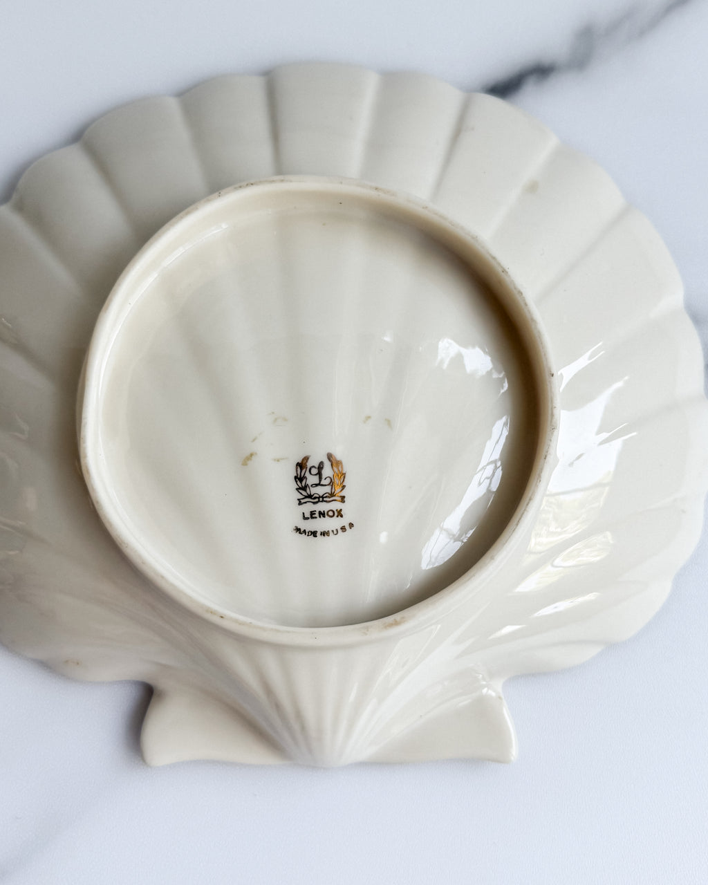 Vintage Lenox Caribbean Shell Serving Set of 3 , Ivory & Gold Porcelain