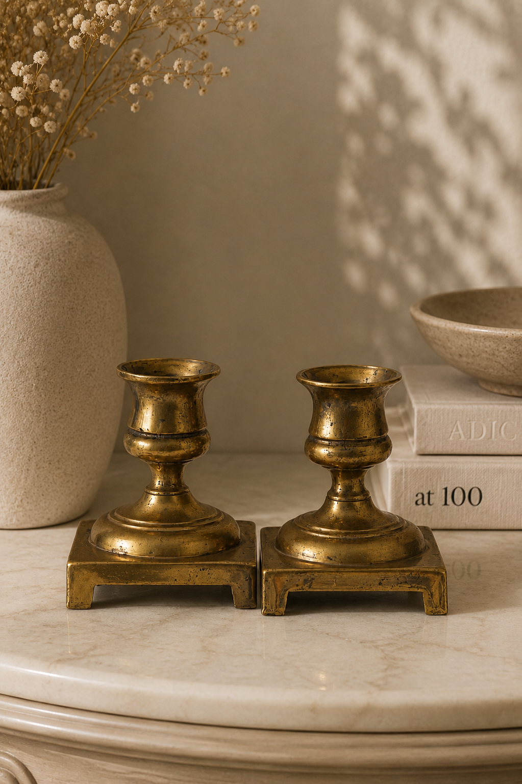 Pair of Vintage Brass Candlestick Holders