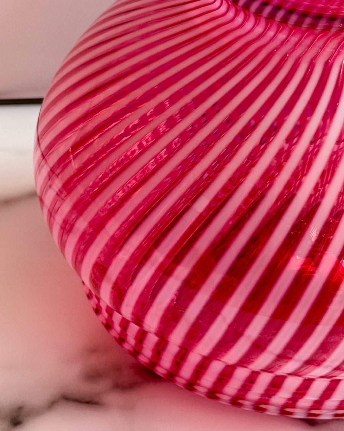 Fenton Cranberry Opal Spiral Optic 1950s Lamp Shade Style Vase