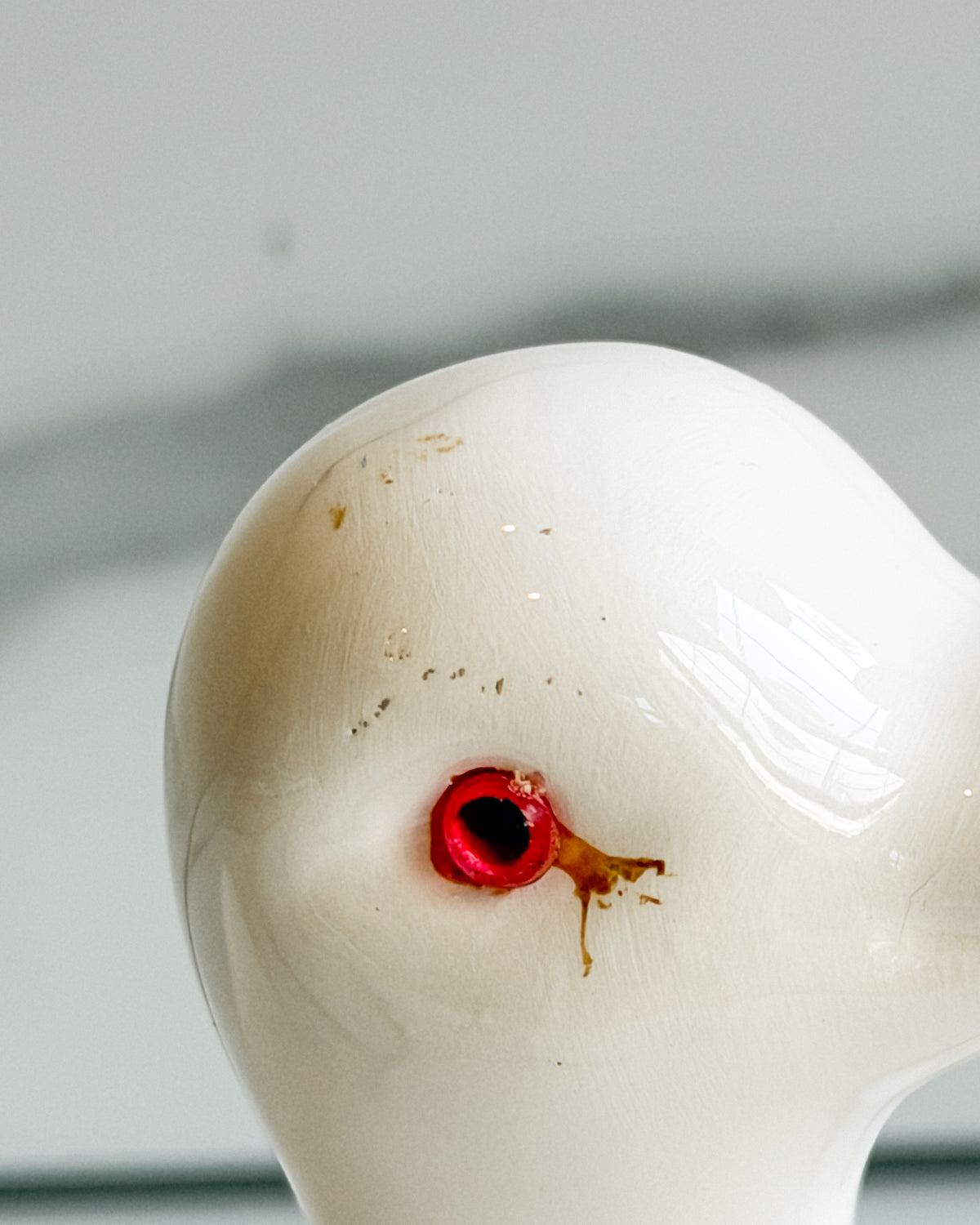 Vintage White Ceramic Duck Figurines with Red Eyes Set of 3