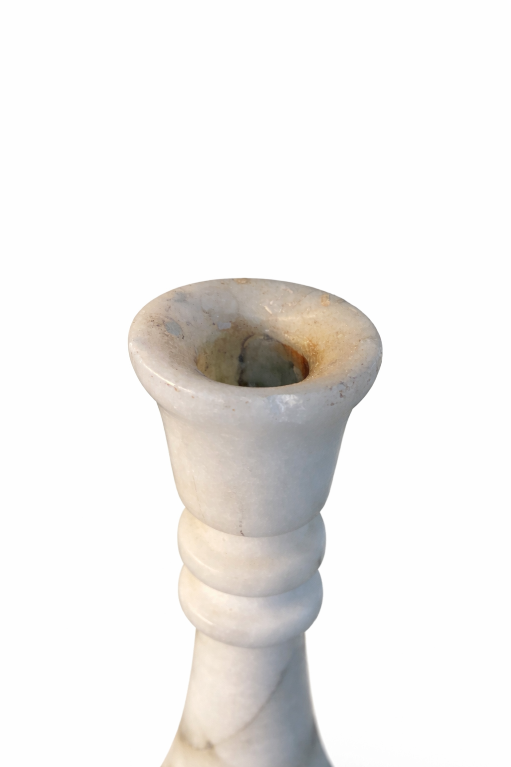 Vintage Carved White Marble Candlestick Holder
