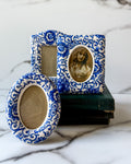 Vintage Blue & White Floral Decorative Picture Frames – Set of 3
