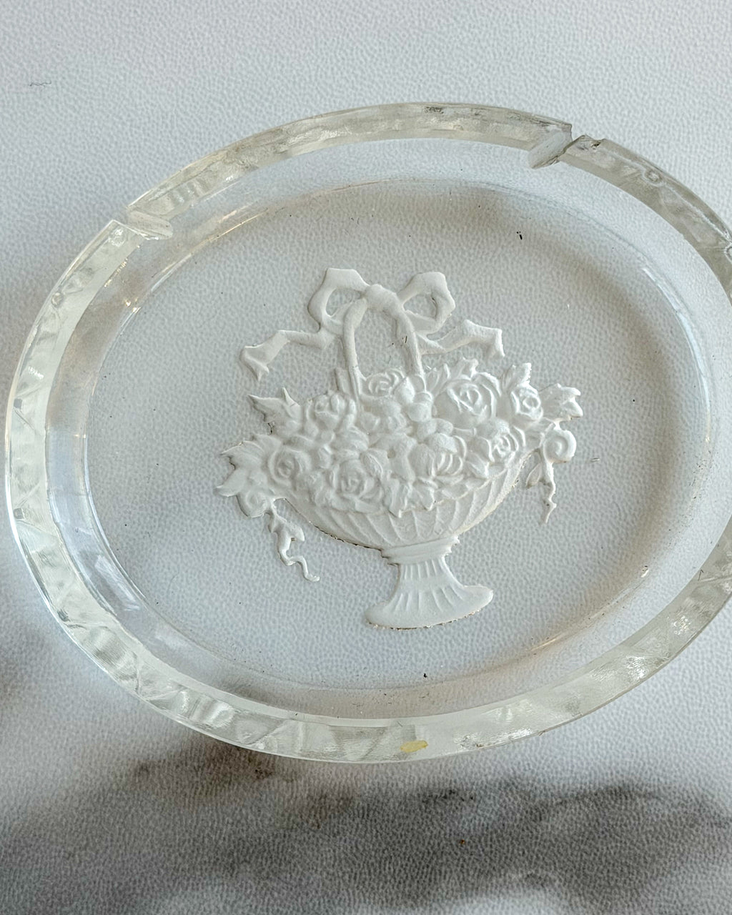 Vintage Etched Glass Place Card Holders Set of 6,  Floral Basket Design | Elegant Wedding & Dinner Table Decor