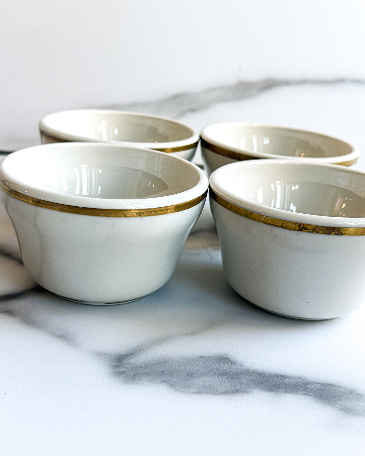 Vintage Shenango China Gold Rim Restaurant Ware Bowls, Set of 4, Anchor Hocking USA