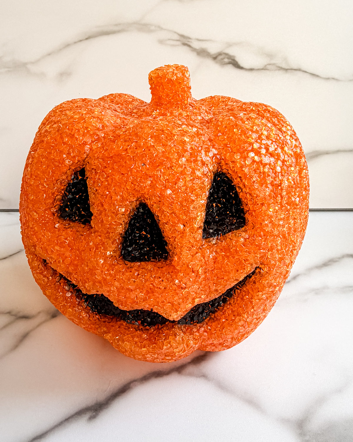 Vintage Style Lighted Jack-O'-Lantern Pumpkin Orange Glitter Halloween Decoration