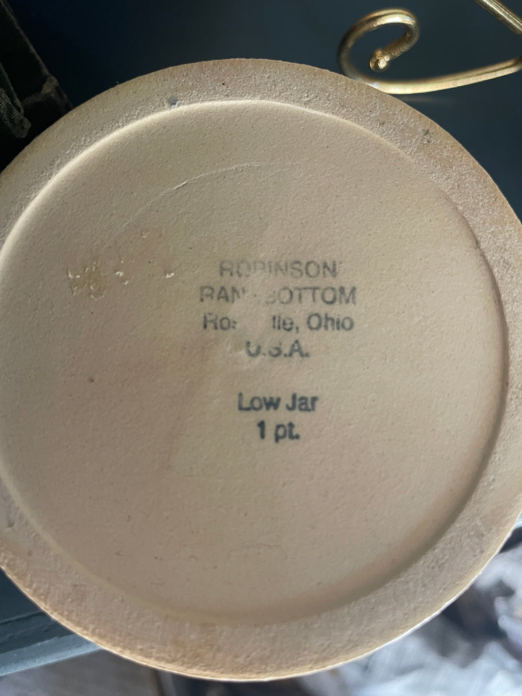 Vintage Robinson Ransbottom Low Jar – 1 Pint Stoneware Crock – Roseville Ohio Pottery