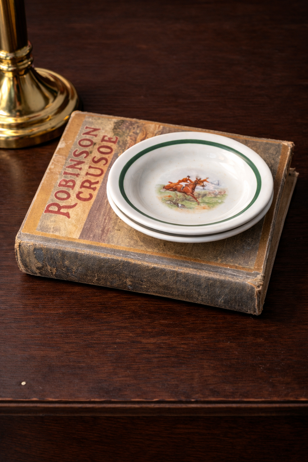 Miniature Vintage Equestrian Porcelain Dish-Warwick China Co. of Wheeling, West Virginia