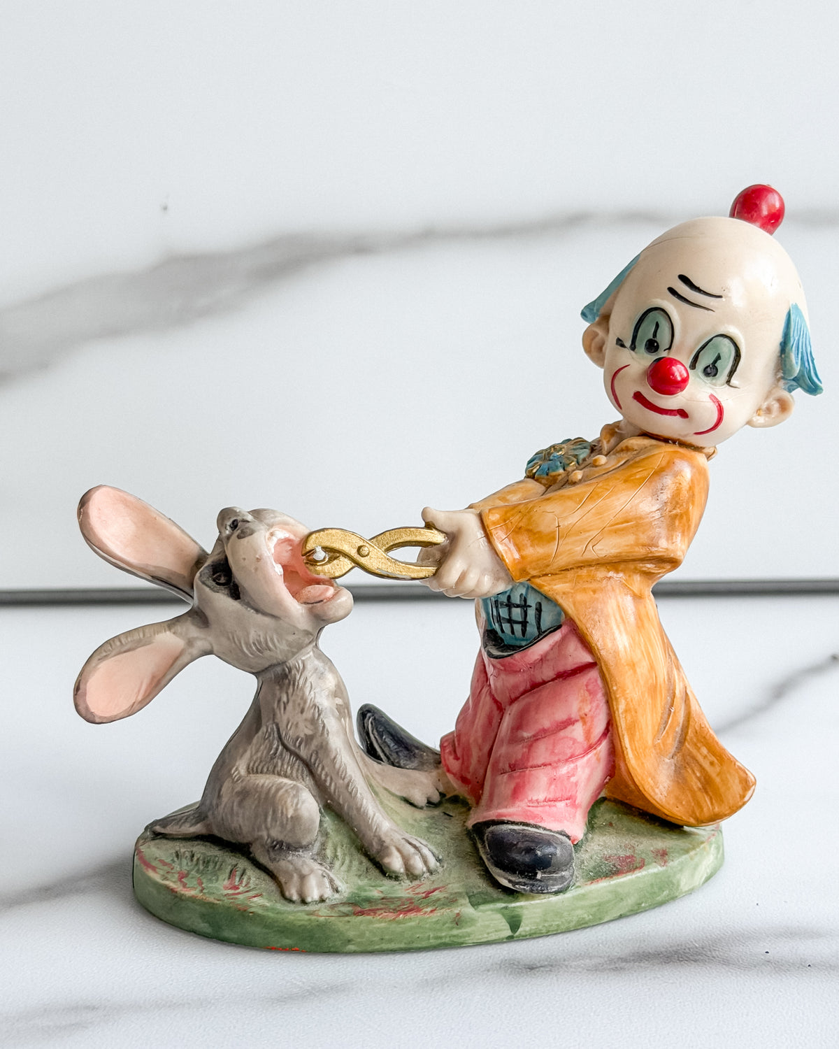 Vintage Fontanini Made in Italy Clown & Donkey Figurine –Hand Painted 3.5”