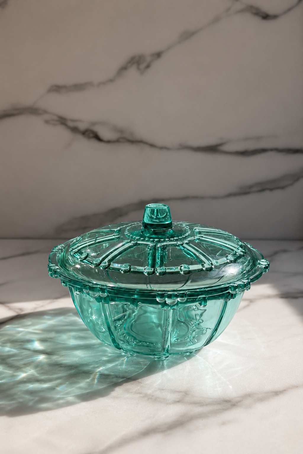 Aqua Blue Lidded Candy Bowl