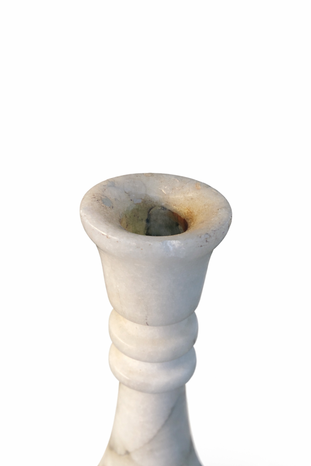 Vintage Carved White Marble Candlestick Holder