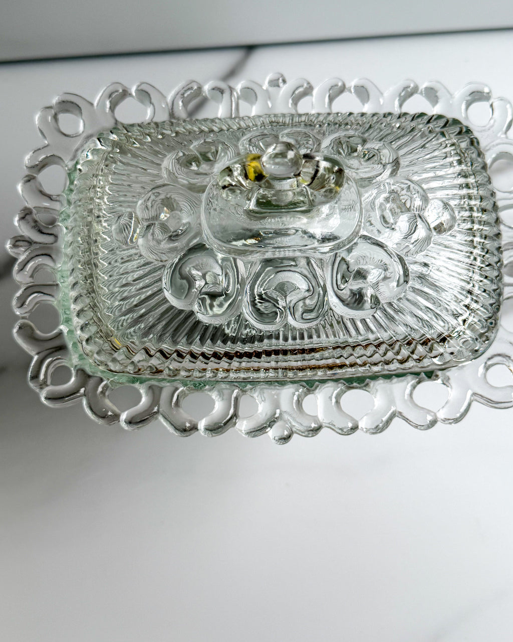 Vintage Indiana Glass Covered Candy Dish Clear Glass Pedestal Compote with Lid