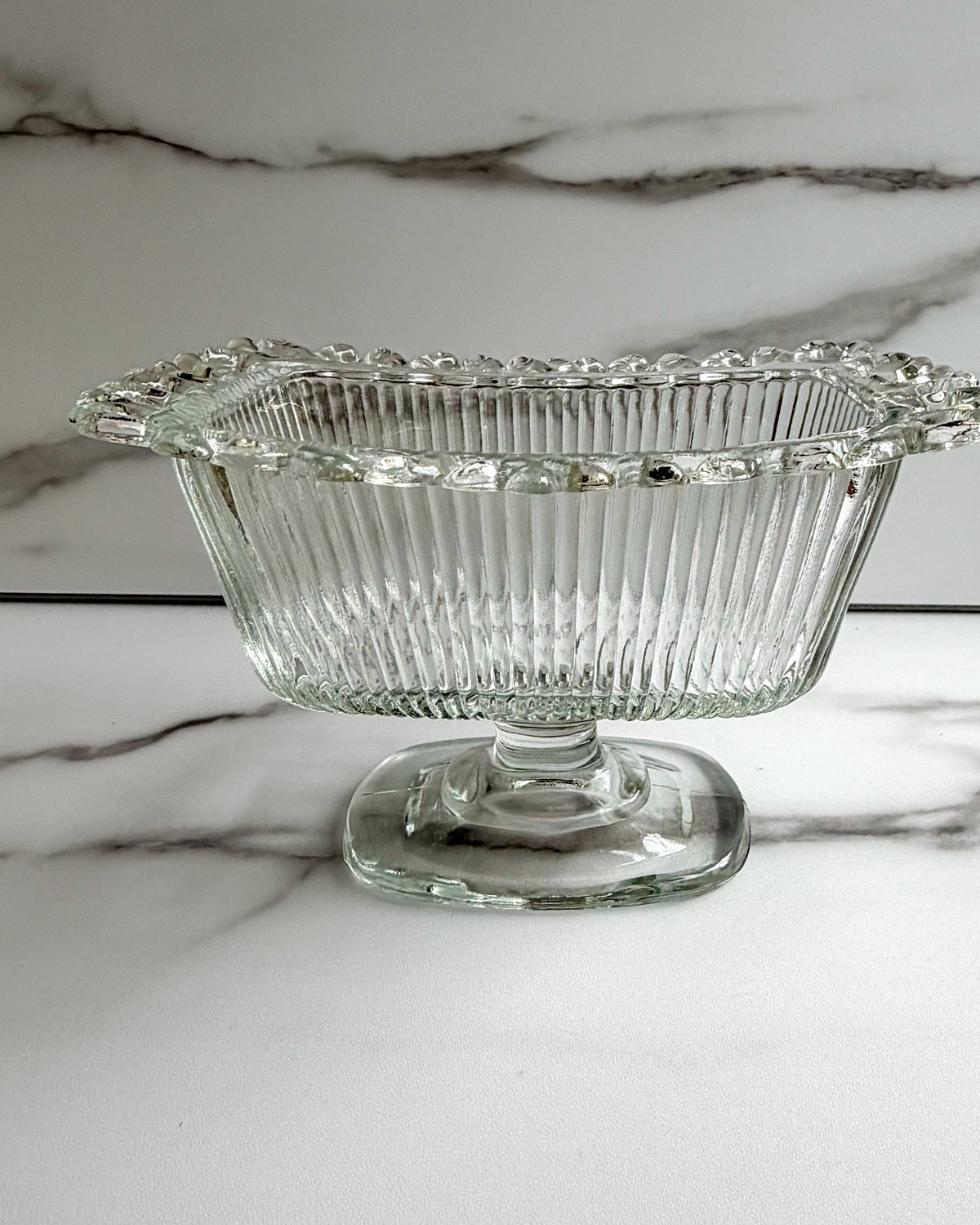 Vintage Indiana Glass Covered Candy Dish Clear Glass Pedestal Compote with Lid