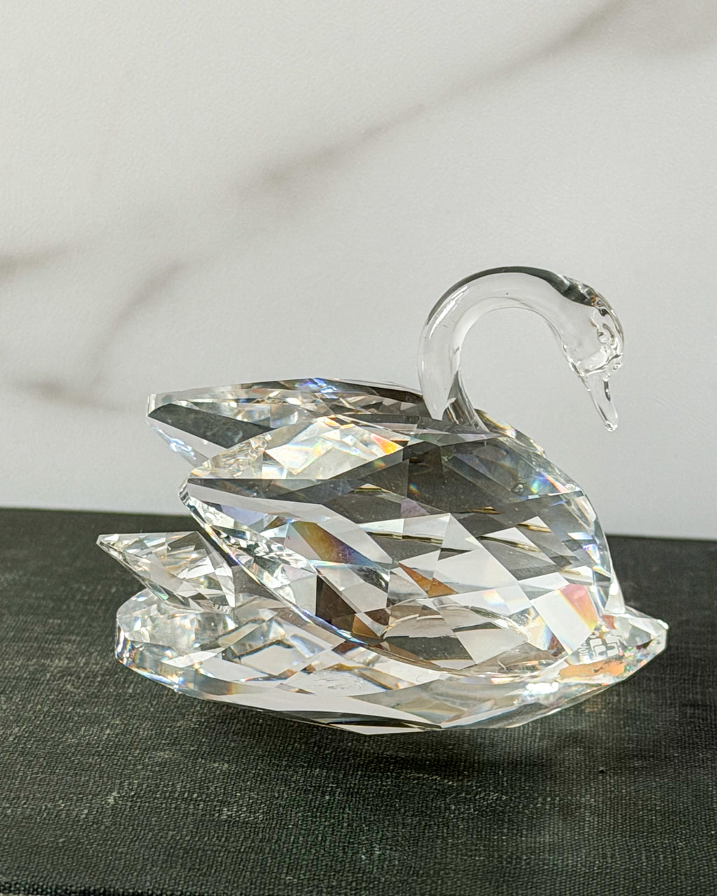 Vintage Swarovski Crystal Swan Figurine 2”