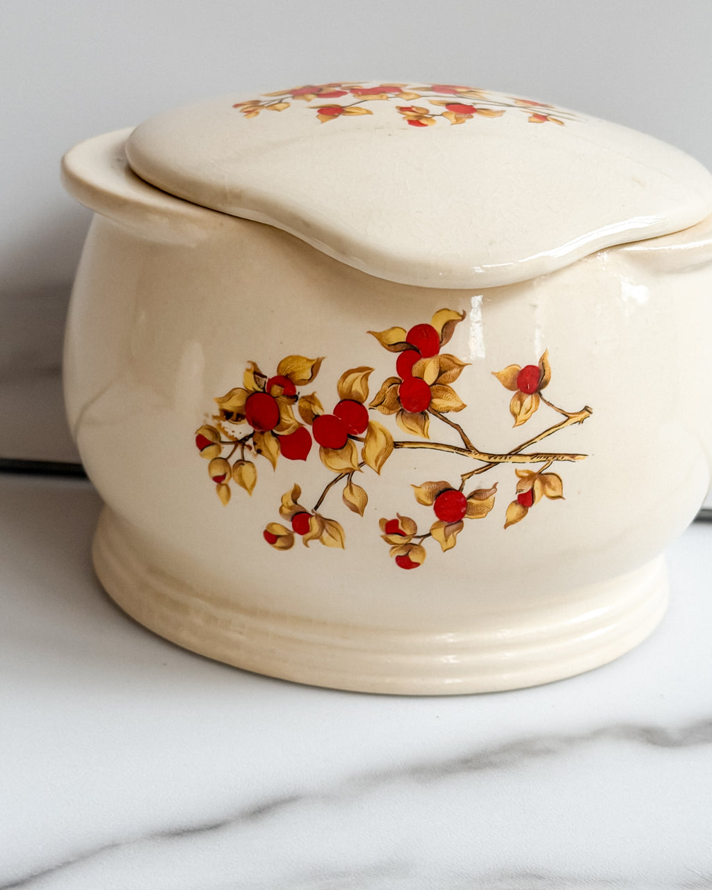 Antique Universal Cambridge Oven Proof Fruit & Blossom Pottery Set