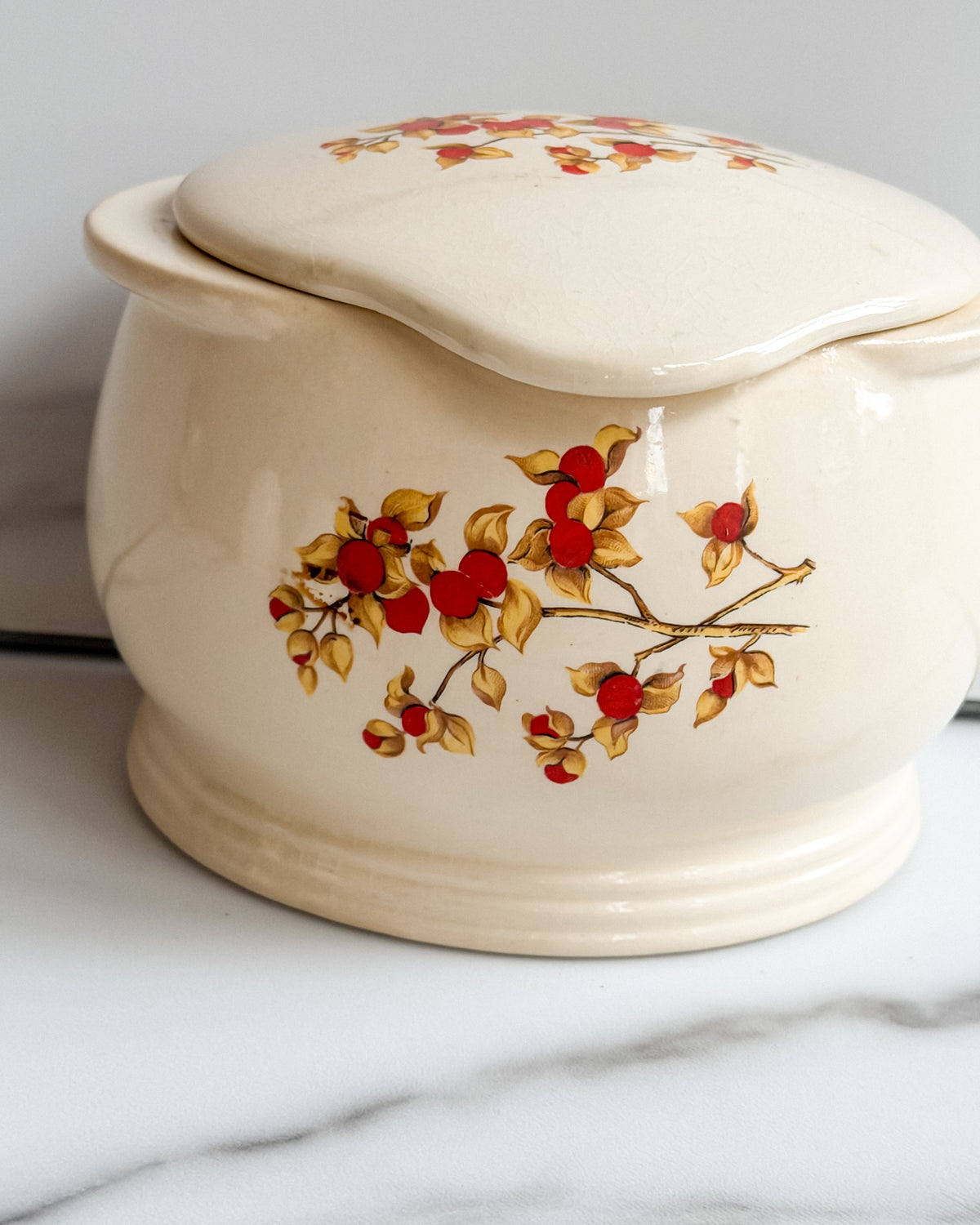 Antique Universal Cambridge Oven Proof Fruit & Blossom Pottery Set