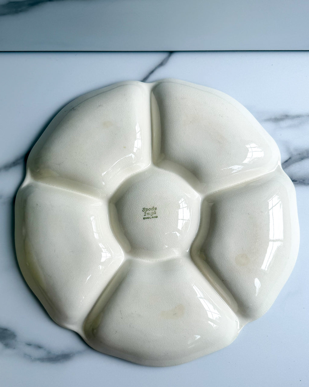 Vintage Spode Porcelain scalloped Serving Platter Ivory 6 Section Relish Tray
