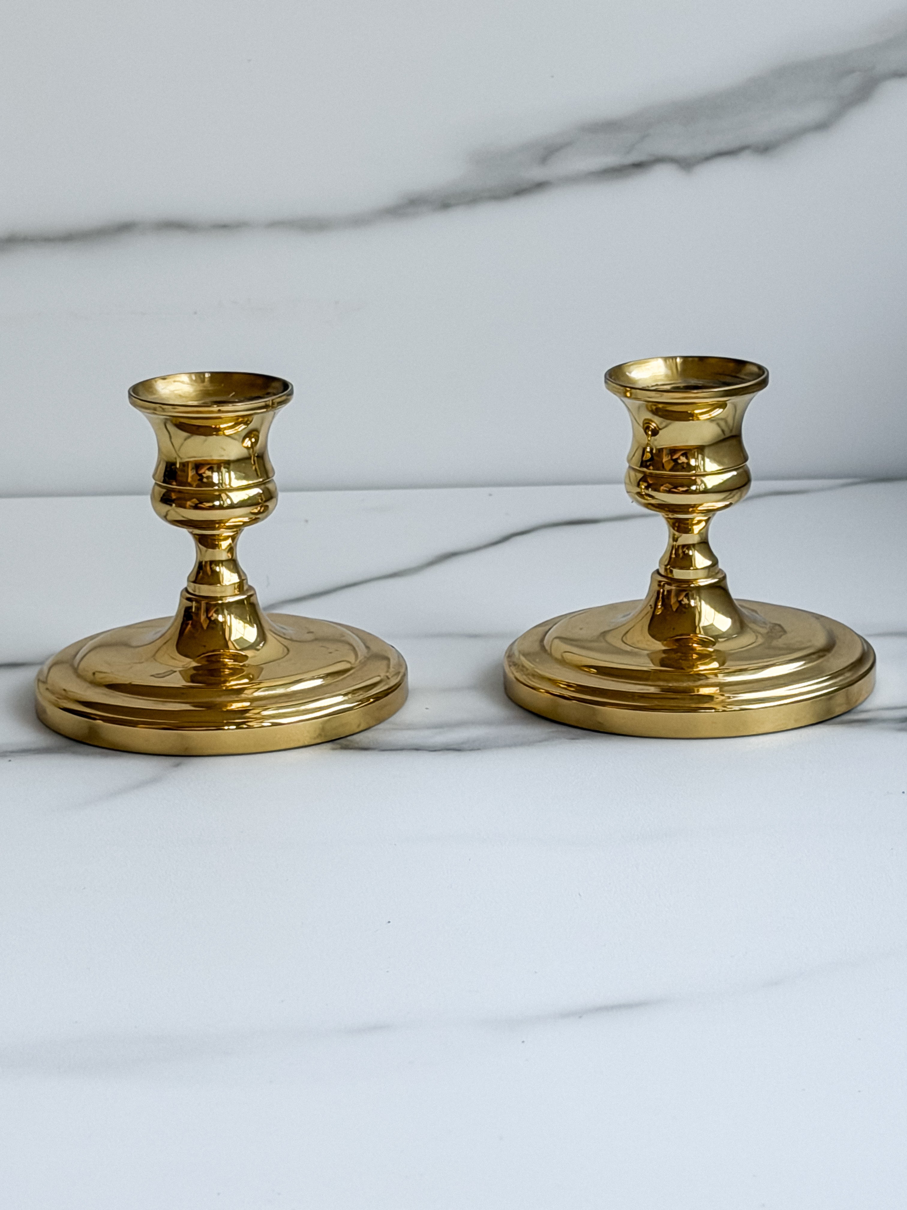 Vintage Brass Candlestick Holders 3” Tall