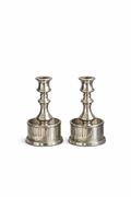 Vintage Octagonal Silver Candlesticks — Pair