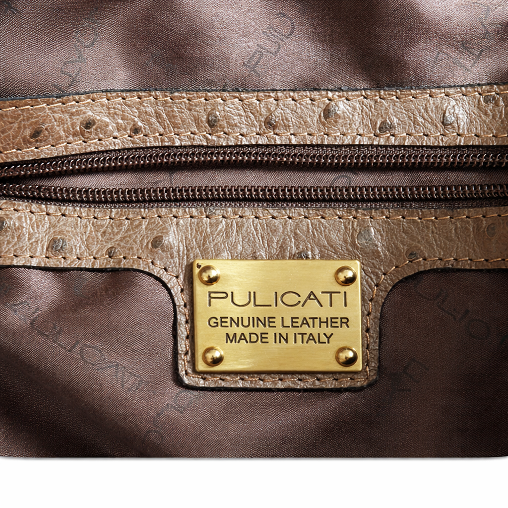 Pulicati Italian Haircalf & Ostrich Leather Handbag