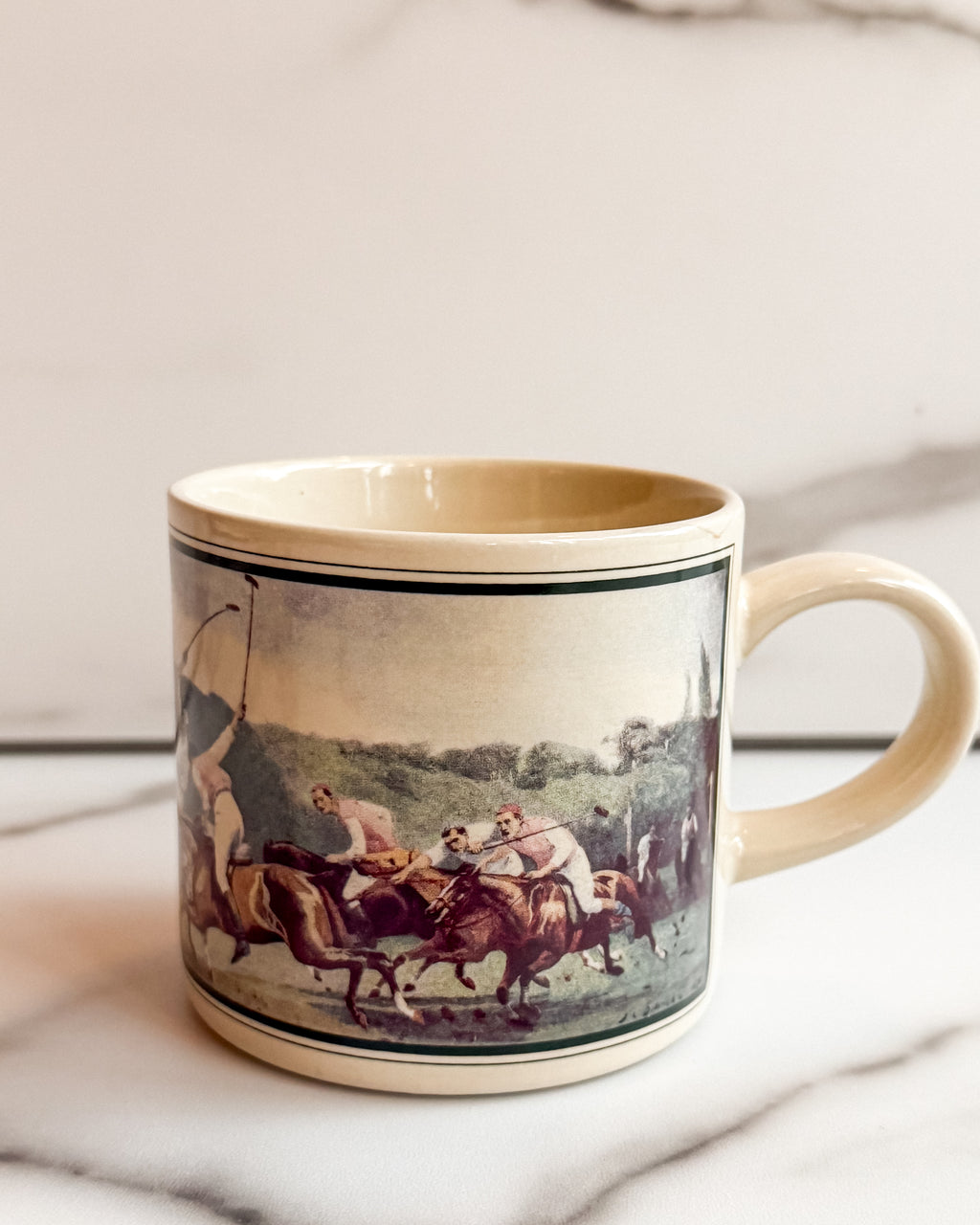 Vintage Polo Ralph Lauren Mug | Polo Players on Horseback | John Charles Dollman Artwork | Made in Japan Collectible Coffee Cup