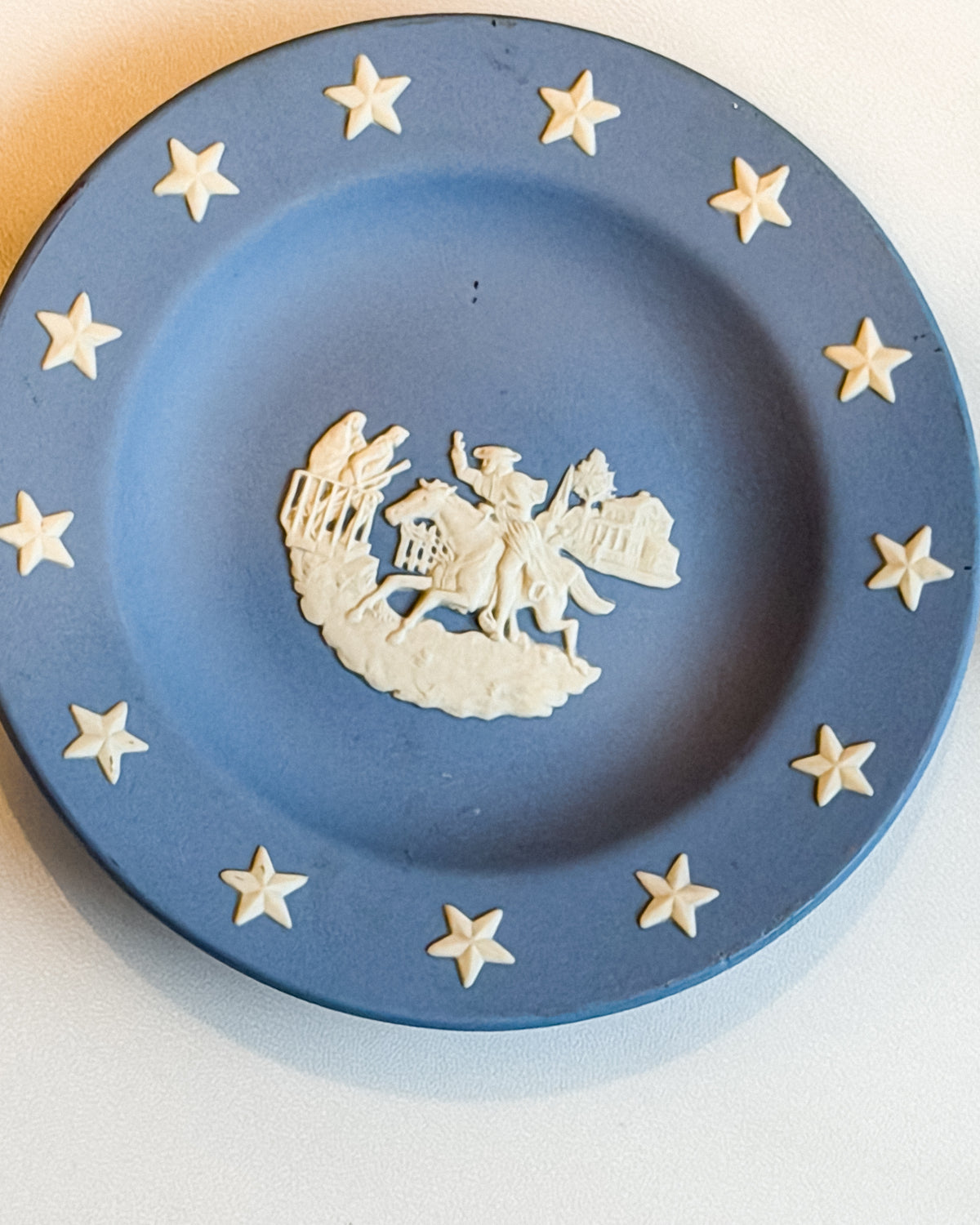 Vintage 1976 Wedgwood Paul Revere’s Ride Blue Jasperware Bicentennial Dish Made in England