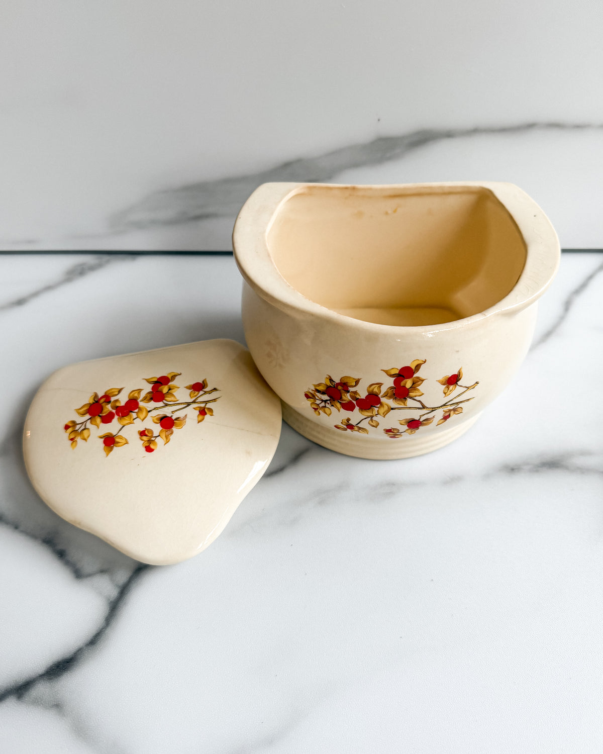 Antique Universal Cambridge Oven Proof Fruit & Blossom Pottery Set