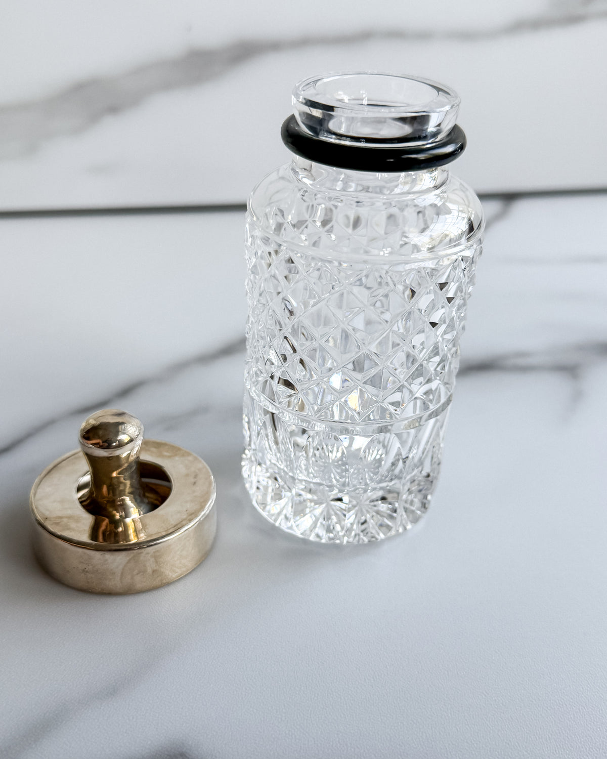 Vintage Cut Crystal & Silver-Tone Baby Bottle with Stopper