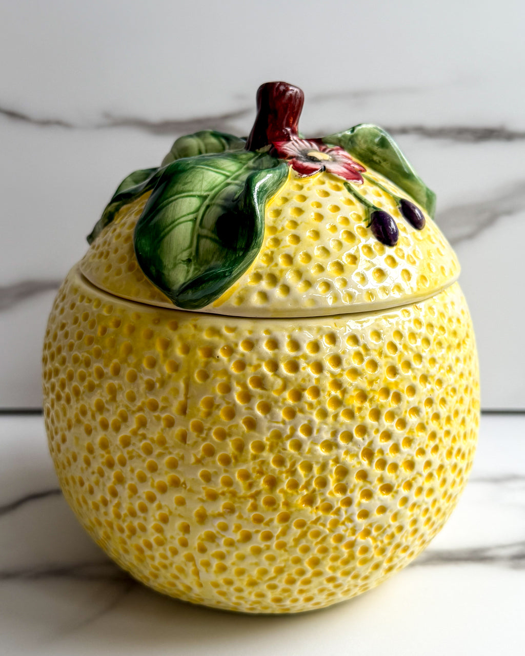 Vintage W.C.L. Ceramic Yellow Lemon Canister with Lid Jar