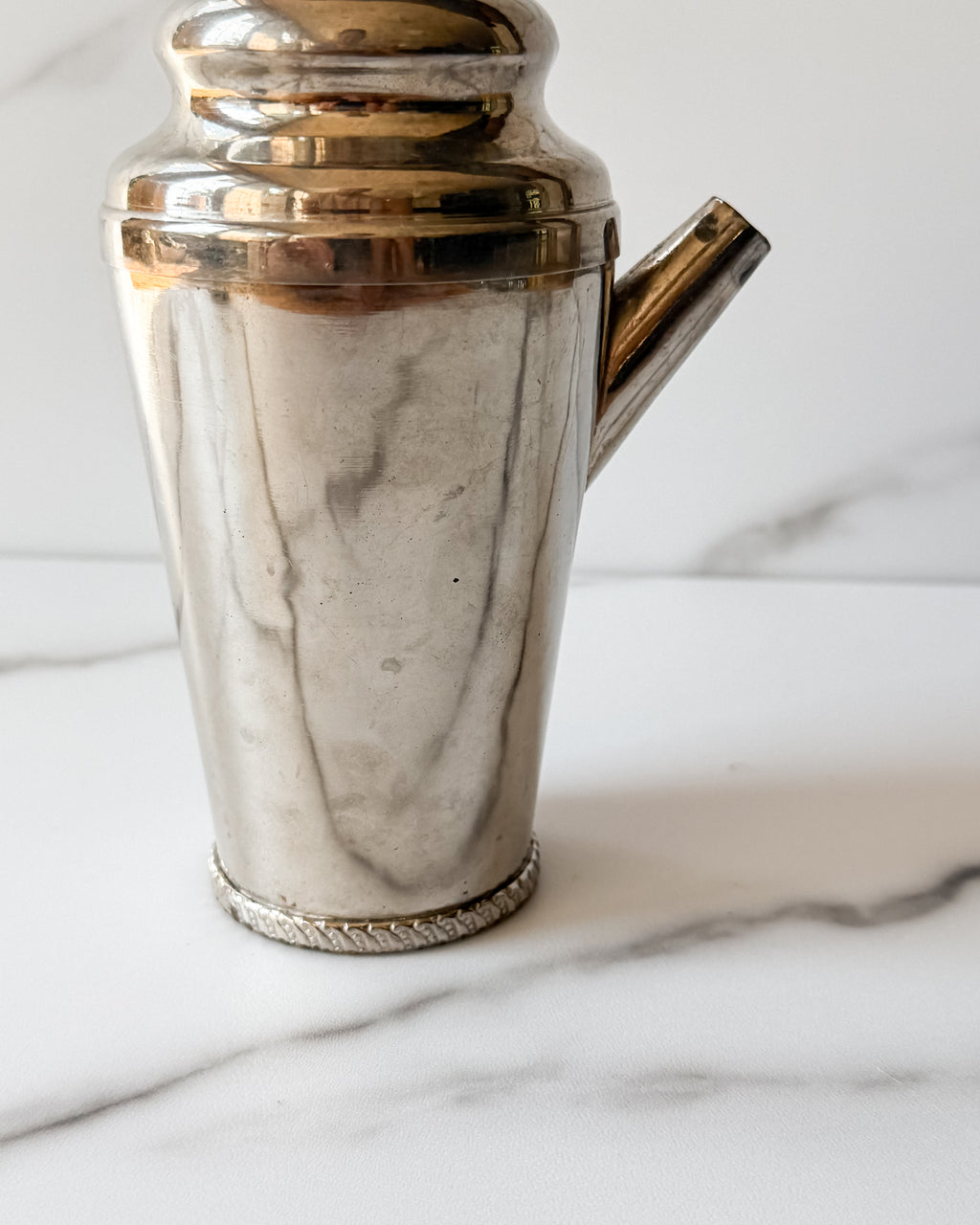 Vintage Silver Plate Cocktail Shaker with Pour Spout Art Deco Barware
