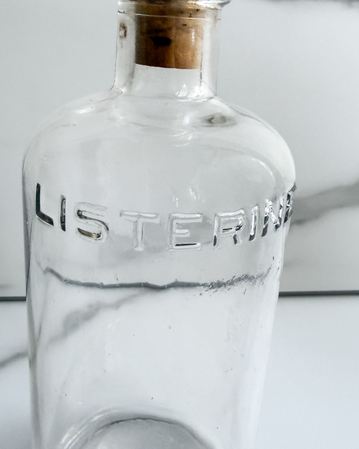 Antique Listerine Bottle Lambert Pharmacal Co Embossed Glass Apothecary Bottle with Cork