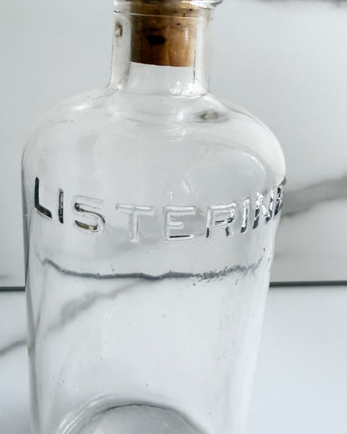 Antique Listerine Bottle Lambert Pharmacal Co Embossed Glass Apothecary Bottle with Cork