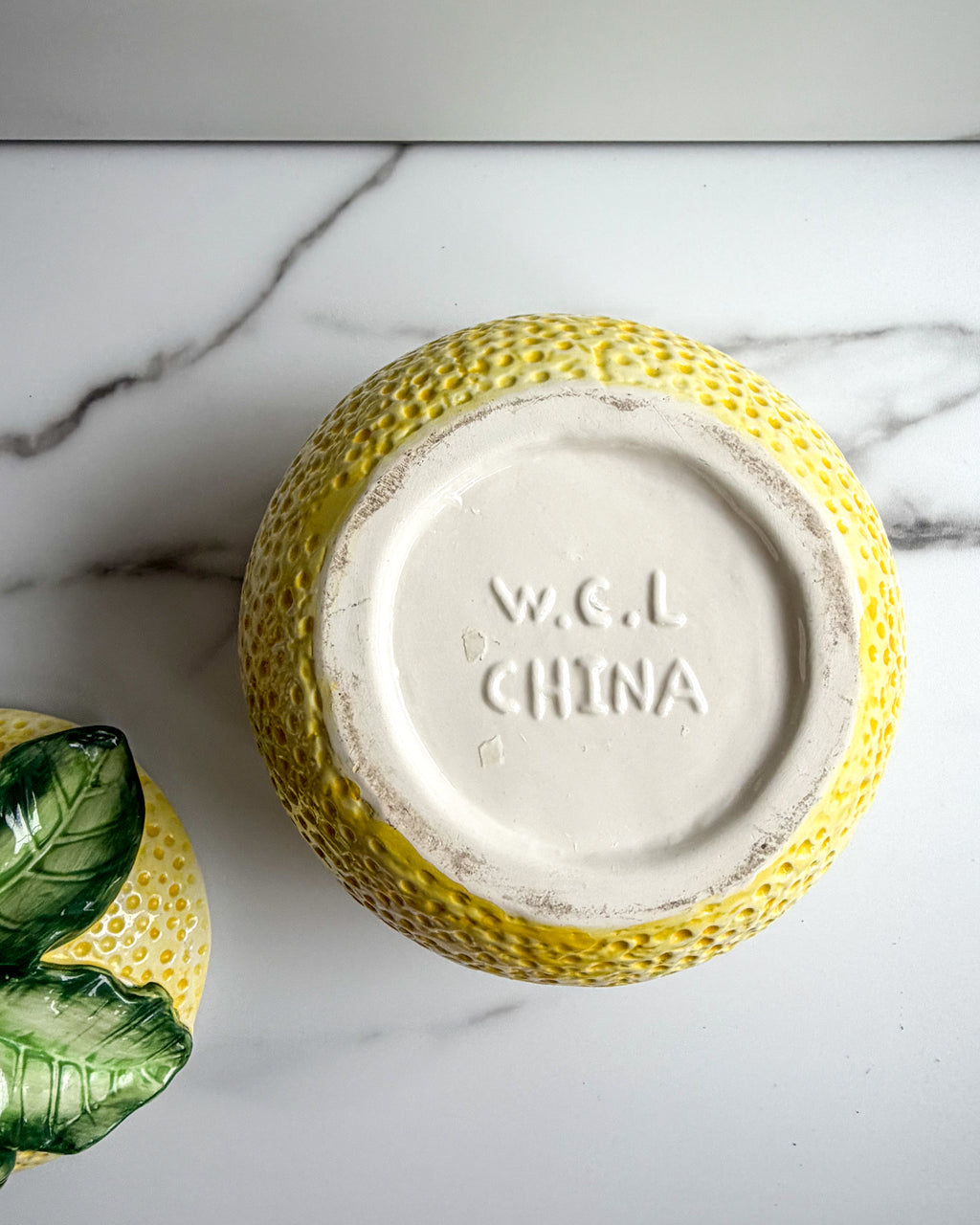 Vintage W.C.L. Ceramic Yellow Lemon Canister with Lid Jar