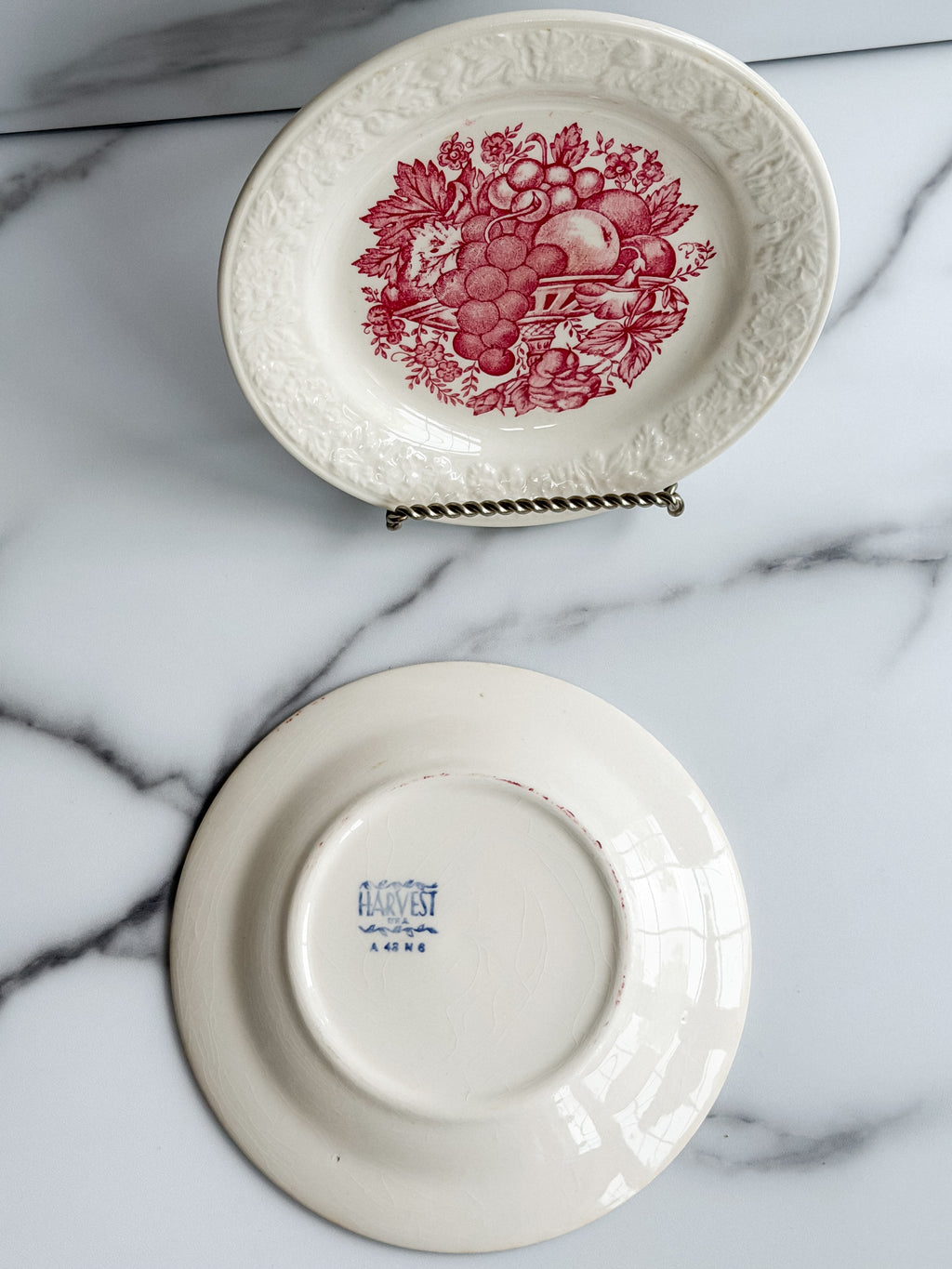Vintage Homer Laughlin Harvest Red Transferware Plates Set of 2 USA